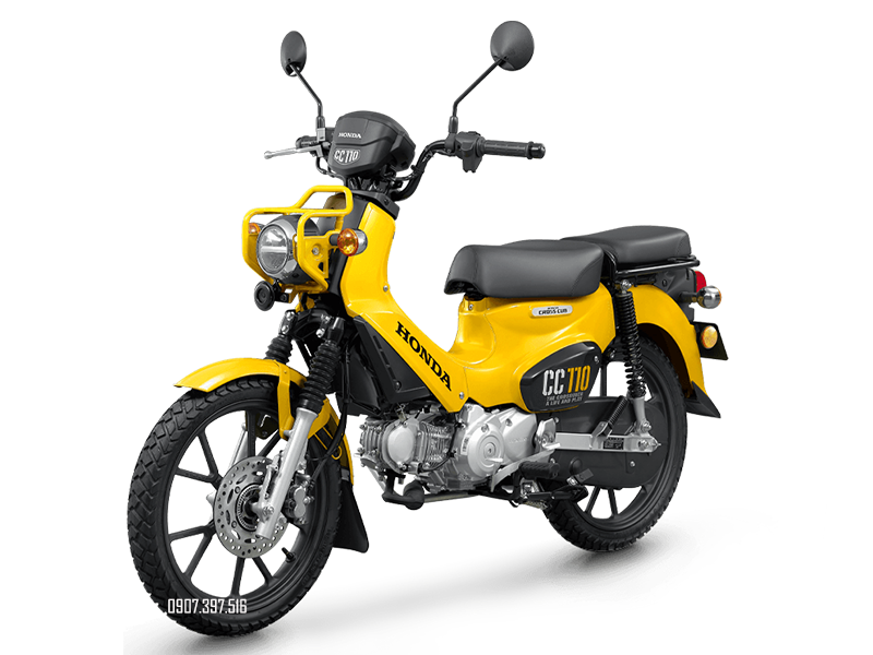 Honda Cross Cub 110 2026 màu vàng nổi bật với khung đèn trước đồng màu thân xe